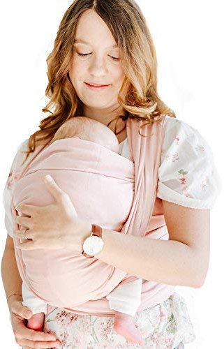 Shabany® Babytragetuch - 100% Bio Baumwolle - Babybauchtrage für Neugeborene Kleinkinder bis 15 Kg - Gewebt - inkl. Baby Wrap Carrier Anleitung - rosa (cuddles)
