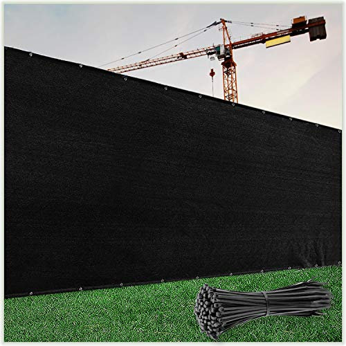 ColourTree 4' x 50' Black Fence Privacy Screen Windscreen Cover Fabric Shade Netting Mesh Cloth - Commercial Grade 170 GSM - Cable Zip Ties Included - We Make Custom Size