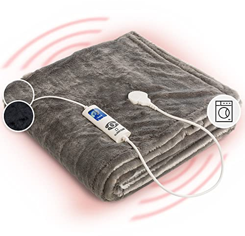 Klarstein Manta Electrica Grande, 180x130 cm, 120 W, Lavable, 3 Niveles de Temperatura Ajustable, 3H Temporizador Sistema Apagado Automático, Manta Eléctrica para Sofá y Cama, Electric Blanket