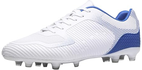 DREAM PAIRS Zapatillas de Fútbol Hombre Botas de Fútbol Sala Zapatos de Fútbol al Aire Libre Tacos Deporte Atletismo,Size 44.5,Blanco/Royal,SUPERFLIGHT-2