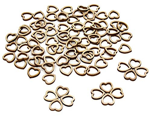 Oblique Unique® 100 Stück Mini Holz Herzen mit Loch Dekoherzen Tischdeko für Hochzeit Holzdeko zur Verzierung Bearbeitung Handwerk Basteln