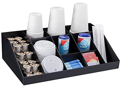 Navaris Organizzatore Professionale per Caffetteria - Cassettiera Multiscomparto - 10 Scomparti per Bicchieri Cannucce Tovaglioli Posate Zucchero