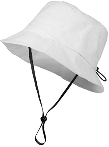 Toutacoo, Verstellbarer Hut, Unisex, alle Jahreszeiten, Baumwoll-Touch, Abnehmbarer Kinnriemen (1- Weiß)