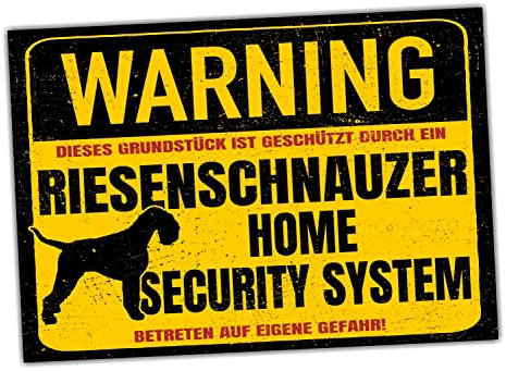Schild Riesenschnauzer Schnauzer Warning Security System Türschild Hundeschild Warnschild Hund