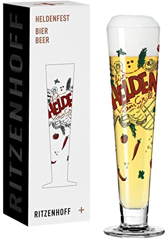 Ritzenhoff 1011013 Vaso de cerveza 330 ml - Serie Heldenfest, motivo nº 13 - Para héroes en la barbacoa - Made in Germany