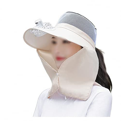 MAOTN Été Large Bord avec Chapeau de Ventilateur, châle pour Femme Protection Solaire Parasol randonnée Chapeau de Soleil, Chapeau de Jardinage Respirant,Style5,57