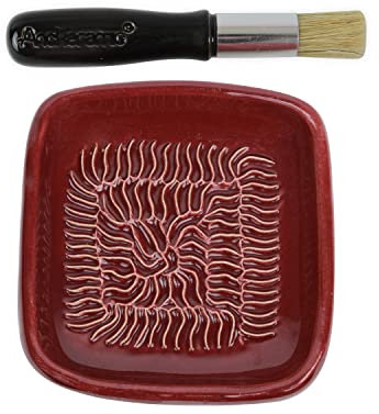 ANCKERAMIC® Ceramico Original Finlandia - Juego de rallador de cerámica y pinceles para hornear - rallador de ajos de cerámica, rallador de jengibre y pincel de cerdas naturales, hecho a mano (color