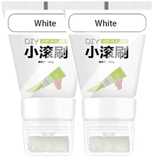 Kleiner Rollpinsel Wand Latex Farbe DIY Wandfarbe Wandrenovierung Reparatur Wandpaste Umweltschutz Graffiti Farbe Schmutzige Abdeckung Wandfarbe Rollbürste Wand Latexfarbe 2PCS (Weiß+Weiß)