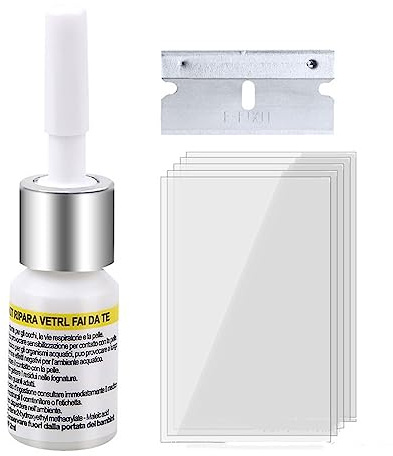 DSOUWEH Strumenti per la riparazione del vetro Parabrezza Correzione rapida Auto Crack Ripristina Kit Liquido per la riparazione del parabrezza automobilistico Manutenzione fai-da-te, Bianco