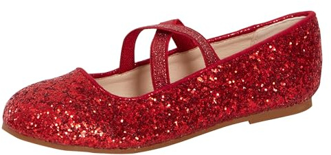 Girls Glitter Ballet Shoes Kids Flat Elastic Strap Ballerina Party Shoes Wedding Bridesmaid Shoes