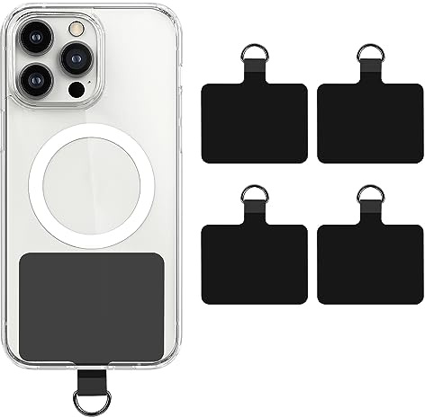 cobee Universella flikar för telefon, 4 st 5,8 cm x 3,8 cm D-spänne, telefonband, ersättningsdel, PVC, transparent telefonsnodd, lappar för säkerhet, fallskydd, kompatibel med de flesta smartphones