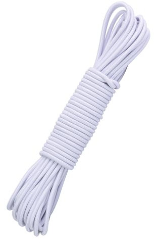 5/32 Inch White Bungee Cord, 40 Feet Heavy Duty Elastic Shock Cord Nylon Stretch String Bungee Rope for Luggage, Camping, Kayak, Tie Downs (White, 5/32 inch x 40 ft)