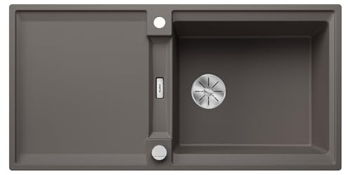 BLANCO ADIRA XL 6 S Fregadero de granito de color gris silcán, tipo de montaje: instalación desde arriba, reversible, para armarios inferiores de 60 cm de ancho, lavabo grande, superficie fácil de