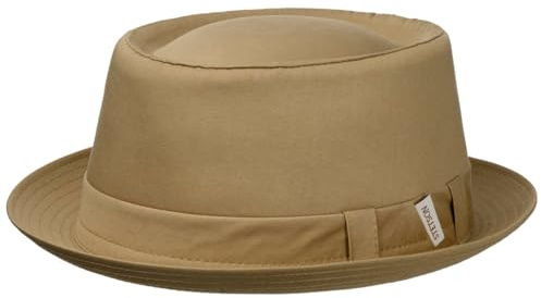 Stetson Cotton Pork Pie Stoffhut Einfarbiger Klassischer Schnitt Made in Italy Damen Herren Frühjahr Sommer Khaki L (58-59 cm)