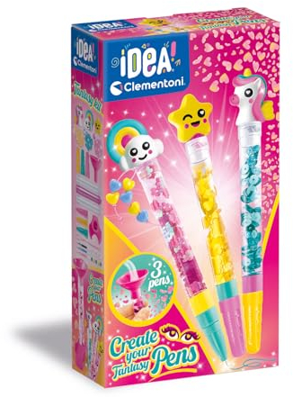 Clementoni Idea - Create Your Pens: Fantasy, Laboratorio delle Penne Personalizzate, Kit Creativo per Bambini 6+ Anni, con 3 Penne Personalizzabili con Inchiostri e Accessori, 18827