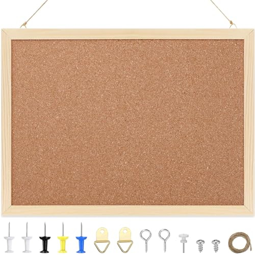 Pinnwand Kork, Pinnwand Kork Klein, Pinwand Korktafel 20x30cm, Befestigungsmaterial und Druckstifte im Lieferumfang Enthalten, Holzrahmen (60 * 40cm)