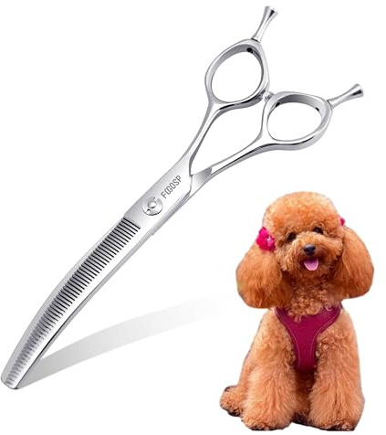 FOGOSP Curved Thinning Shears for Dogs Grooming 6.5'' Multipurpose Professional Pet Curved Blender Scissors for Small Dog Grooming 35% Thinning Rate (6.5 in, Curved Thinners)