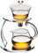 Fire Kirin Set di teiera in vetro semi automatica rotante con infusore cinese resistente al calore, set da tè Lazy Kungfu (trasparente, solo teiera)