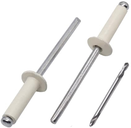 SKIR'CO (100 pcs) Painted Blind Rivets 4.0 x 10 mm, Aluminium Blind Rivets, DIN 7337, Steel Mandrel, Pop Rivets, Drill Bit Included (Pure White RAL 9010)