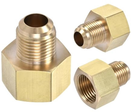 BYLSAGWHT 1/4 3/8 1/2 3/4 SAE Female To 1/4 3/8 1/2 5/8 SAE Male Flare Adaptor Propane Gas Reducer Air Conditioner(1I4 To 1I2 Inch)
