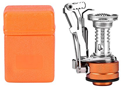 Mini hornillo de gas portátil y ligero para camping, senderismo y picnic – para aventuras al aire (plata)