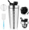 Shaker proteine en acier inoxydable avec boule, 750 ml protein shaker avec poignée de transport et échelle de mesure, pour le sport, le fitness, les protéines