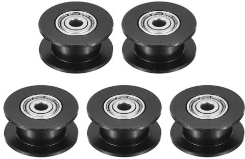 QUARKZMAN 2GT Riemenscheibe Zahnlos 3mm Bohrung Aluminium Zahnriemenscheibe für 6mm Breite Zahnriemen für 3D-Drucker, CNC, Umlenkrolle Pulley-5 Stück Schwarz