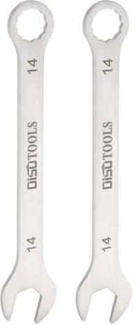 QUARKZMAN 2 Llave Combinada Fina Métrica de 14 mm con Extremo Torx en Caja de 15 Grados de Acero Inoxidable, Tono Plateado