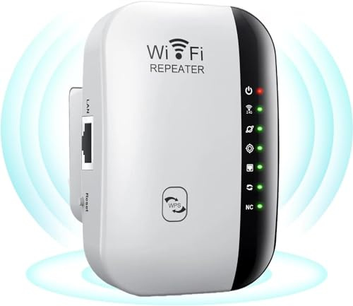 WiFi Extender Booster, WiFi Extender, WiFi Booster, Covers Up to 3650 Sq.ft and 45 Devices, Internet Booster - with Ethernet Port, Quick Setup, Home Wireless Signal Booster
