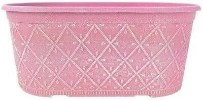 Powdered Whitewashed Trough Window Box – Decorative Plastic Outdoor Planter with Drainage Holes – Weatherproof Outdoor Planter with Drainage Holes Flower Pot for Gardens (Raspberry Pink - 40cm, 1Pack)