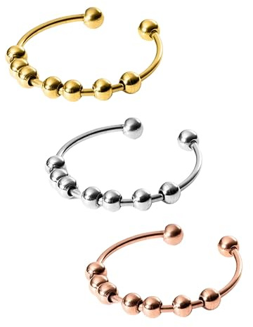 Purelei Shade Anxiety Ring - Fidget – Damenring aus langlebigem Edelstahl – Wasserfeste Ringe – in verstellbaren Größen erhältlich von 50-66 - Damenschmuck