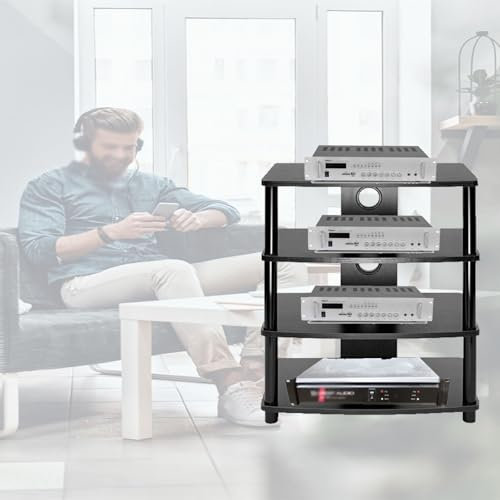 WLCGYD Audio Rack HiFi Regal Av-Medienständer-Ecke, Rack/Schrank Für Stereokomponenten, Audio-Video-Einheit Für Zuhause, Regal Für Elektronische Geräte, Entertainment-Center(4tier)