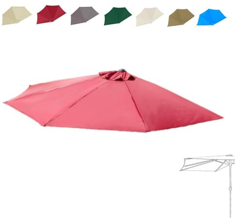 RTVGNSZSJL Toldo De Repuesto para Sombrilla De Media 270cm/300cm 5 Varillas Cubierta De Repuesto para Sombrilla Patio Tela De Recambio para Sombrilla Anti-UV(Burgundy,3m/10ft)