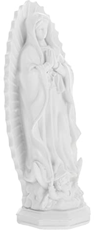 MUELODSIC Estatua De María De Resina Blanca, Figura Artesanal Religiosa, Tamaño Mediano, para Decoración De Escritorio y Hogar, Adorno Estable para Sala, Porche, Dormitorio y Iglesia