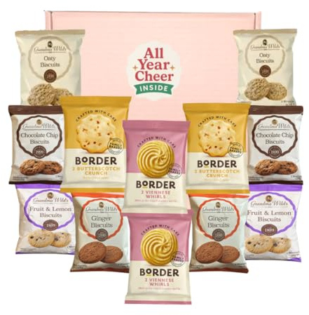 All Year Cheer 12 Pack Biscuit Tea Gift – Bulk Letterbox Gifts & Snack Hampers | Luxury Afternoon Set, Biscuit Hamper & Food Gifts | Shortbread, Christmas Hamper & Perfect for a Tea Gift Set
