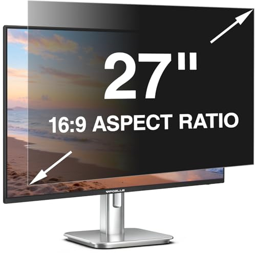 Pozlle 27 Inch Computer Privacy Screen Filter for 27 16:9 Aspect Ratio (598 x 337 mm) Monitor, Anti Spy Anti-Glare Blue Light Blocking Screen PC Protector Film, Removable Screen Privacy Shield