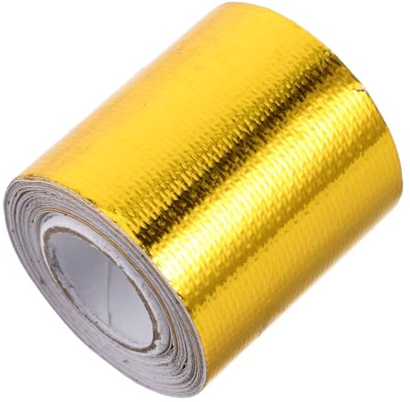 UPKOCH Ruban Adhésif Thermique en Aluminium Doré pour Isolation Moteur Automobile, Haute Résistance et Résistance à L'usure, pour Tuyaux D'échappement et Boucliers Thermiques