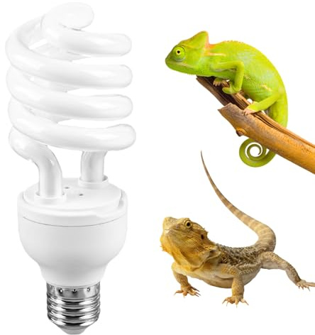 BORDEAG UVB reptillampa, 26 W 10,0 reptiler UVB-lampa terrarium, reptiler värmelampa, för reptiler, sköldpadda, papegoja, ödla, orm