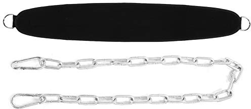 ANKROYU Professioneller Gewichthebergürtel mit Kette, robuster Dip-Gürtel für Fitnessstudio, Bodybuilding, Training, Oxford-Stoff, Eisenkette, kommerzielle Fitnessgeräte, Schwarz,