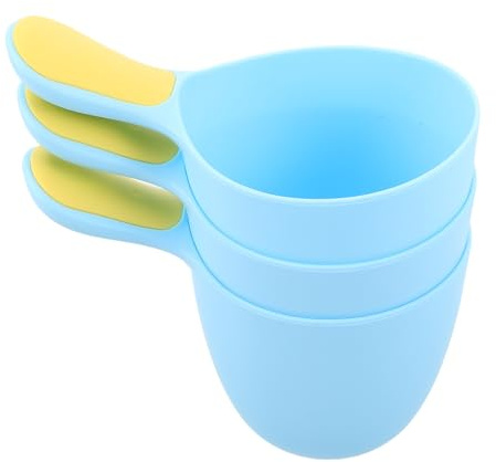 UKCOCO 3pcs Baby Shampoo Cups with Ergonomic Nonslip Handles for Comfortable Water Feeding and Hair Washing Reusable Plastic Bath Rinse Cups for Toddlers and Babies Skin
