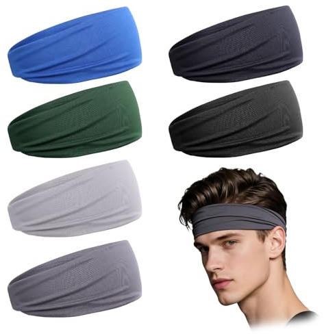 6er Pack Sport Haarband Herren rutschfest Elastisches Schweißband Stirn Atmungsaktiv Haarband Damen Schweißband Kopf Geeignet für Fitness Laufen Yoga Und Verschiedene Übungen