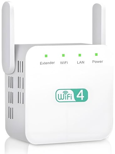 BIZOI Newest WiFi Extender, UK Plug-In WiFi Booster Range Extender Covers Up to 4500 Sq.ft and 60 Devices, 300M WiFi Repeater With Dual Antennas,Ethernet Port,Quick Setup, Home Wireless Signal Booster
