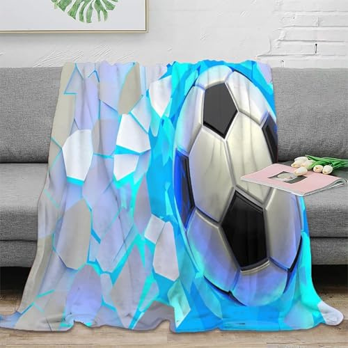 NAOFEKUID Impactante Manta Fútbol 3D Impresa Microfibra Decoración Hogar Manta Fútbol Throw para Adultos Sofá Cama Regalo 50x60(127x152cm)