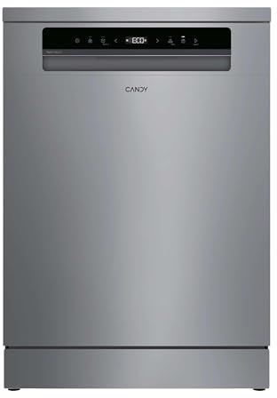Candy Rapidò CFP 4D9F0S Lavavajillas de Libre Instalación 60CM, 14 Servicios. 7 Programas, Inicio Diferido, Cesta Superior Regulable en Altura, 49DB, Gris