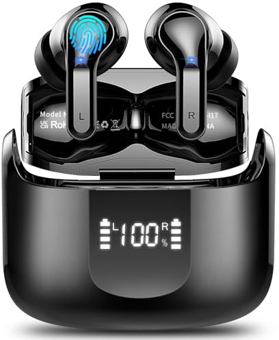 Auriculares Inalámbricos Bluetooth, Auriculares Bluetooth 5.4 HiFi Estéreo, 50H Cascos Inalambricos Bluetooth con ENC Reducción de Ruido, Android / IOS,USB-C, Control Táctil, IP7 Impermeable Audifonos