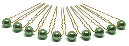 10 x Perlen Haarnadeln - Brauthaarschmuck, Haarschmuck, Perlenhaarnadel | 10PG - Grün