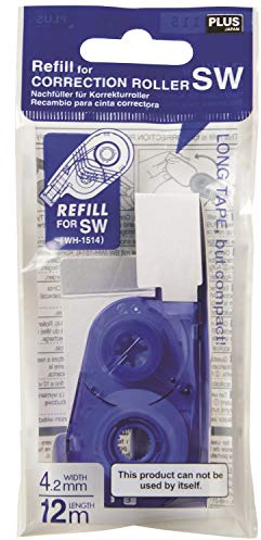 Plus Japan Nachfüllpack für Seitenkorrekturroller, wiederaufladbar, SW 12 m x 4,2 mm, Blau, 5 Stück