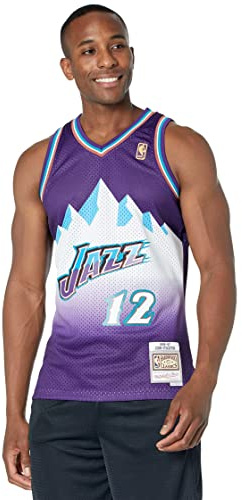 Mitchell & Ness NBA Swingman Jersey John Stockton #12 Utah Jazz – Lila Retro Basketball Trikot Herren 90er Edition