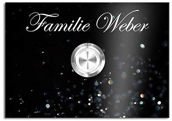 Premium Designer Türklingel mit Namen - Wunschtext | LED-Klingelknopf 10x7 cm | Modell: Weber - beschriftete Klingel aus Hochglanz Acrylglas und Edelstahl Klingelschild Taster beleuchtet