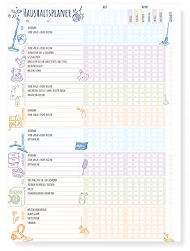 Friendly Fox Planning familial avec tâches - Planning de tâches pour la maison et la famille - Bloc de planification pour le ménage - Planning hebdomadaire